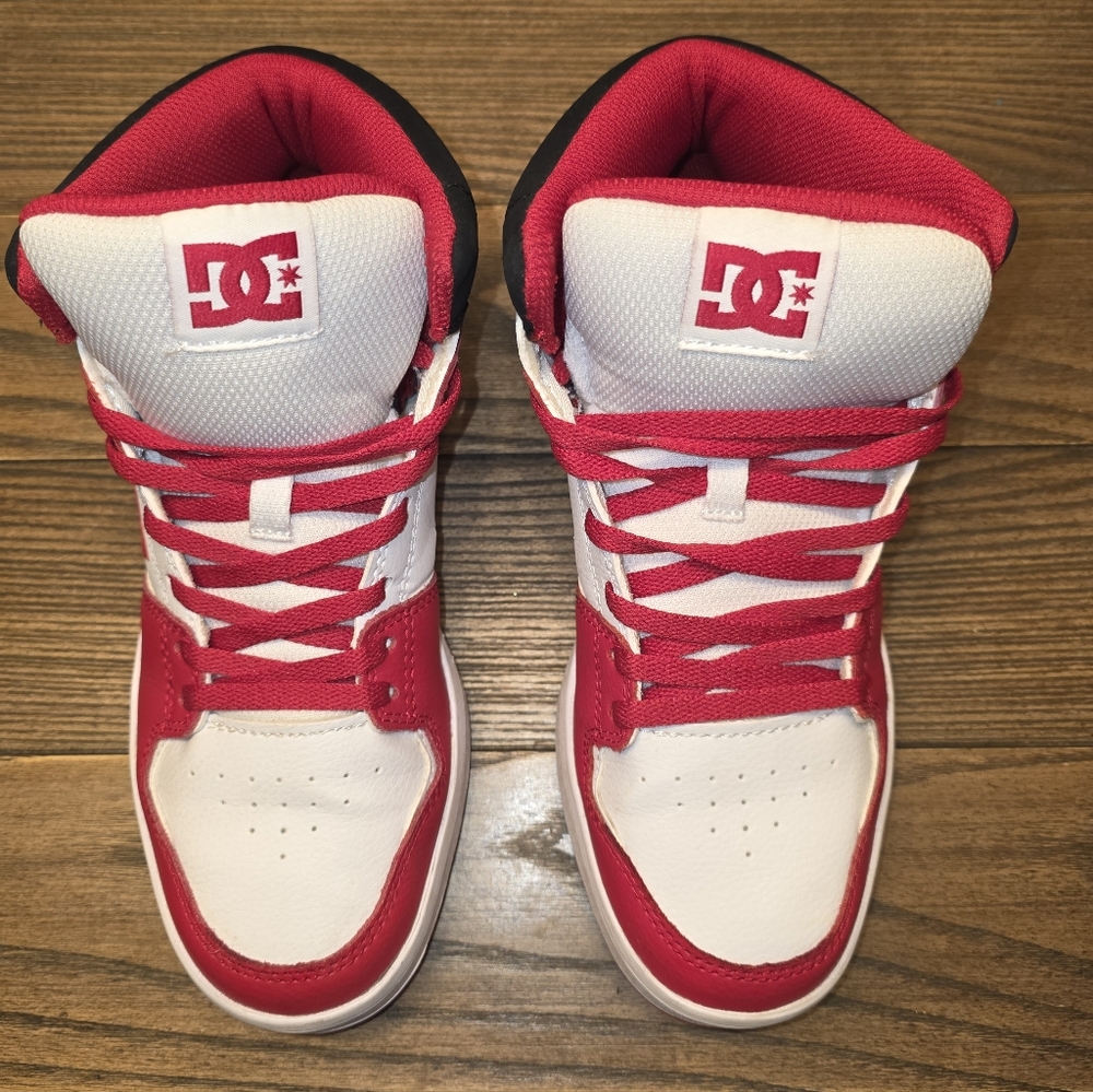 DC Red and White High-Top Sneakers